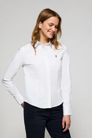 Polo Club® Camisa Slim De Popelín Blanca Con Logo Bordado Rigby Go