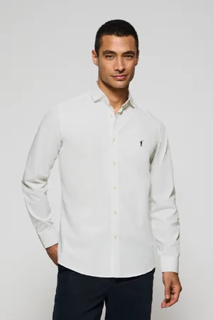 Polo Club® Camisa Slim De Popelín Blanca Con Logo Bordado Rigby Go
