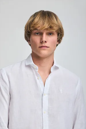 Polo Club® Camisa Blanca De Lino Garment Dye Con Bordado Rigby Best