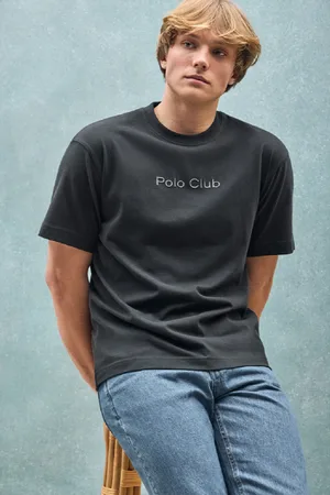 Polo Club® Camiseta Negra De Manga Corta Y Cuello Redondo Con Logotipo