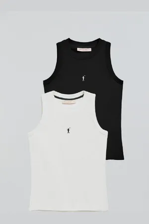Polo Club® Pack De Dos Camisetas Negra Y Blanca Sin Mangas De Cuello Redondo Con Logo Bordado Rigby Go