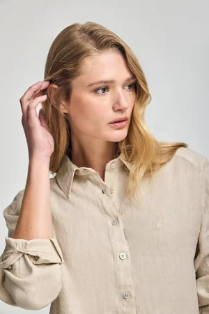 Polo Club® Camisa Color Garment Dye De Lino Con Monograma Bordado