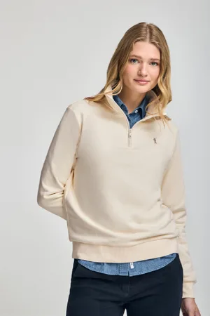 Polo Club® Sudadera Color Crudo De Media Cremallera Y Bordado Rigby Go