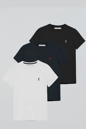 Polo Club® Pack De Tres Camisetas Negra, Azul Marino Y Blanca De Manga Corta Con Logo Bordado Rigby Go