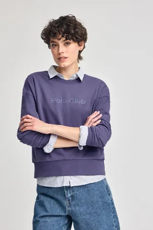 Polo Club® Sudadera Violeta Azulado Con Logo Frontal Engomado