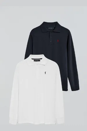 Polo Club® Pack De Dos Polos De Manga Larga Azul Marino Y Blanco Con Logo Rigby Go