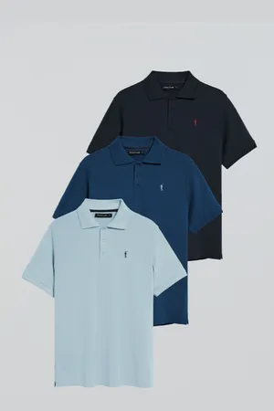 Polo Club® Pack De Tres Polos De Tres Botones Azul Marino, Azul Claro E Índigo Con Logo Rigby Go