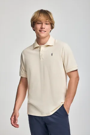 Polo Club® Polo Color Crudo De Manga Corta Y Tres Botones Con Logo Bordado Rigby Go