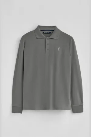 Polo Club® Polo Gris De Manga Larga De Tres Botones Y Bordado Rigby Go
