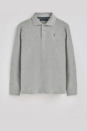 Polo Club® Polo Gris Vigoré De Manga Larga De Tres Botones Y Bordado Rigby Go