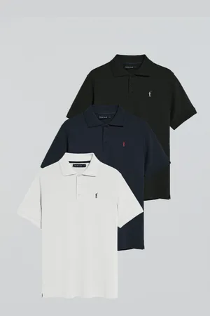 Polo Club® Pack De Tres Polos De Tres Botones Negro, Azul Marino Y Blanco Con Logo Rigby Go