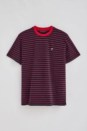 Polo Club® Camiseta De Rayas Rojas Y Azul Marino Con Monograma Bordado