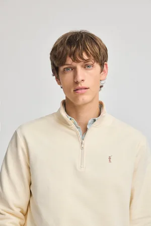Polo Club® Sudadera Color Crudo De Media Cremallera Y Bordado Rigby Go