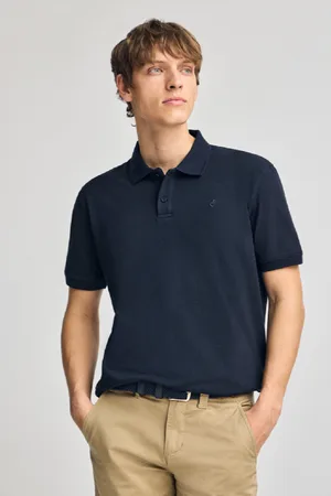 Polo Club® Polo De Algodón Y Lino Con Dos Botones Y Monograma Bordado