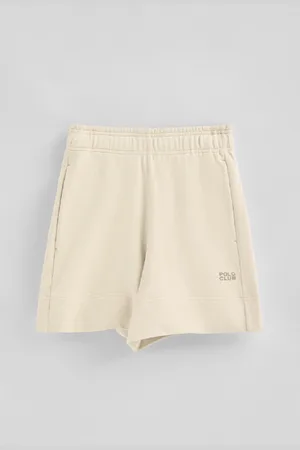 Polo Club® Pantalón Corto De Algodón Color Crudo Con Logo Bordado