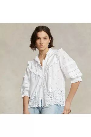 Ralph Lauren Mujer Camisetas y Tops - Top de voile con bordado suizo