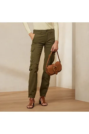 Pantalón acampanado en sarga con pliegues - Beige oscuro - Ladies