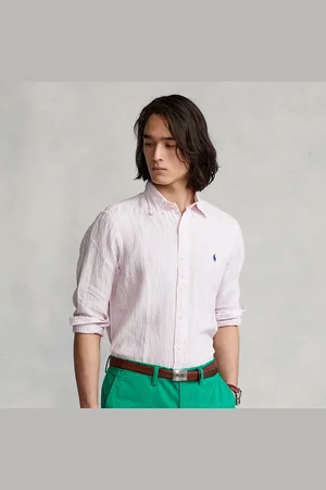 Ralph Lauren Camisa de lino de rayas Custom Fit