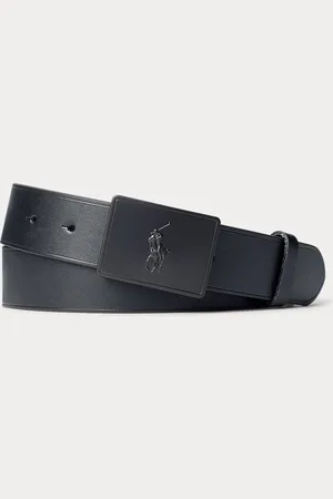 Ralph Lauren Cinturón de piel con hebilla de placa con caballo