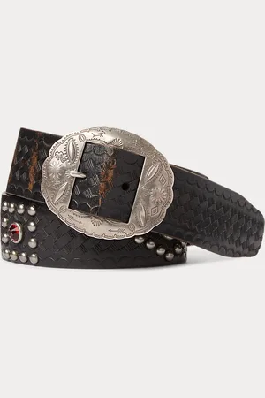 Ralph Lauren Cinturón de piel con tachuelas
