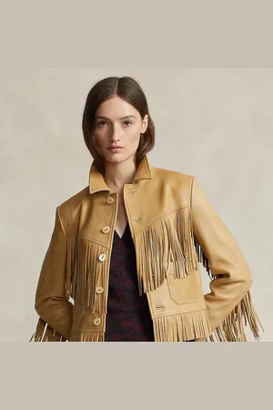 Ralph Lauren Chaqueta de piel con flecos encerados