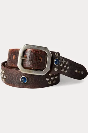 Ralph Lauren Cinturón de piel con tachuelas