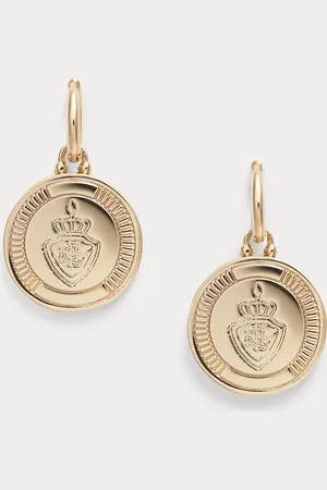 Ralph Lauren Pendientes de aro dorados con escudo
