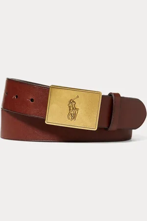 Ralph Lauren Cinturón de piel con hebilla de placa con caballo