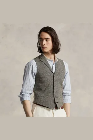 Ralph Lauren Chaleco de tweed de lana en espiga