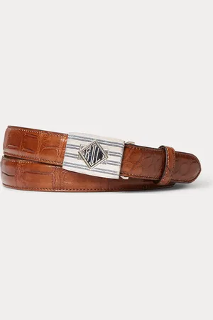 Ralph Lauren Cinturón de caimán bruñido con monograma