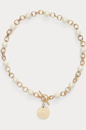 Ralph Lauren Collar dorado con colgante y logotipo