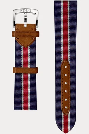 Ralph Lauren Correa de reloj de seda con rayas