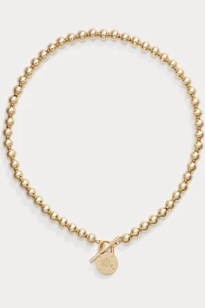 Ralph Lauren Collar con abalorios con logotipo dorado