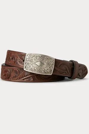 Ralph Lauren Cinturón de piel trabajado a mano
