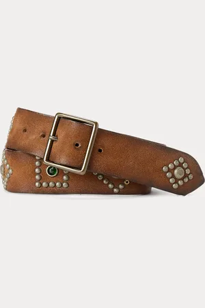 Ralph Lauren Cinturón de piel con tachuelas