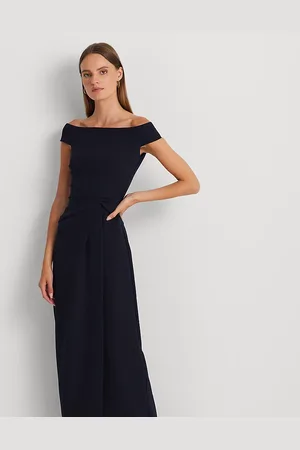 Ralph Lauren Vestido largo de crepé de hombros caídos