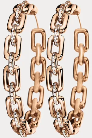 Ralph Lauren Pendientes de aro en oro rosa pavé