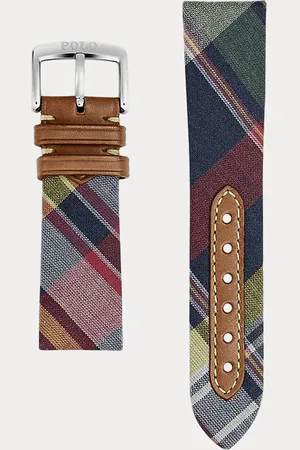 Ralph Lauren Correa de reloj de seda de cuadros