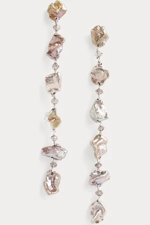 Ralph Lauren Pendientes de cadena de plata con perlas
