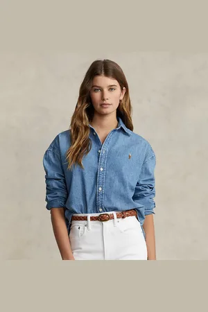 Ralph Lauren Camisa Cropped Boxy de tela vaquera