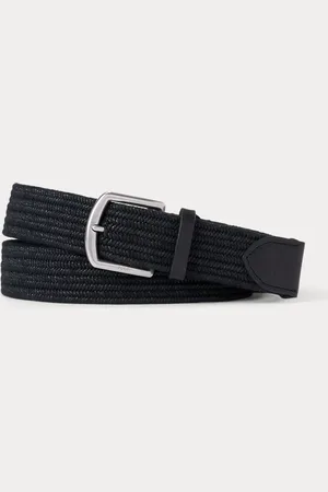 Ralph Lauren Cinturón trenzado con ribete de piel