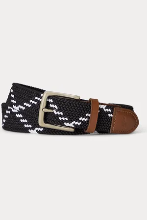 Ralph Lauren Cinturón tejido con ribete de piel