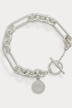 Ralph Lauren Pulsera de plata de ley con logotipo