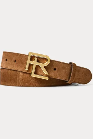 Ralph Lauren Cinturón de ante de becerro con hebilla