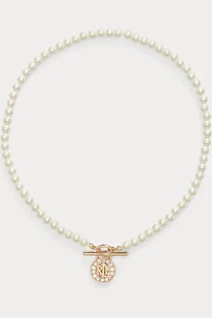 Ralph Lauren Collar de perla artificial con logotipo