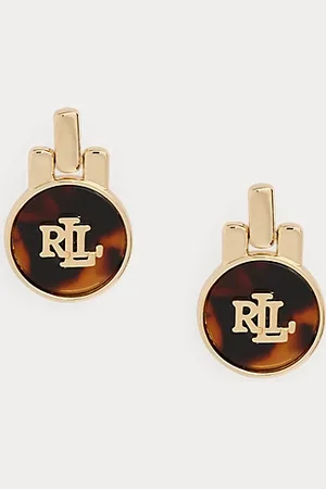 Ralph Lauren Pendientes bañados en oro con carey