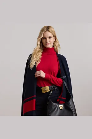 Ralph Lauren Poncho de punto de intarsia en dos tonos