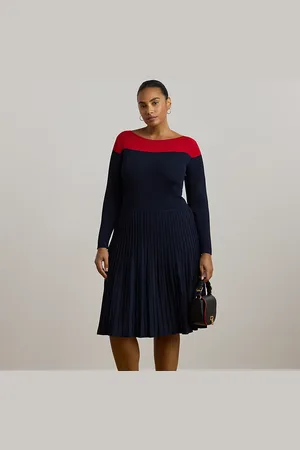 Ralph Lauren Tallas Grandes - Vestido de punto pointelle en dos tonos