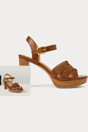 Ralph Lauren Sandalia Soffia de piel bruñida