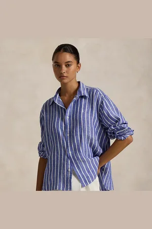 Ralph Lauren Camisa corta y ancha de lino con cuadros
